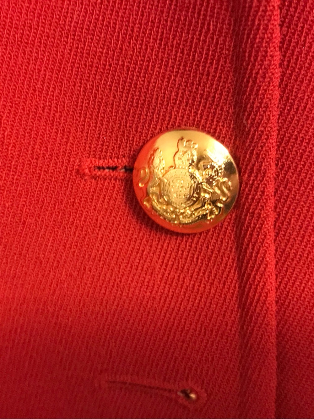 Lauren Ralph Lauren Vintage Red Blazer Wool Shoulder Pads Gold Buttons - Picture 9 of 10